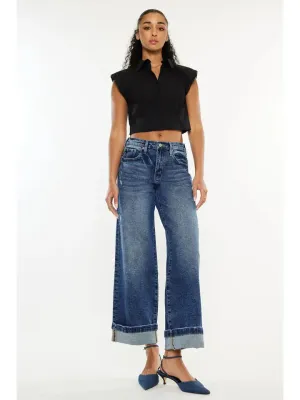HIGH RISE CROPPED WIDE LEG JEANS
