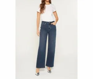 High Rise Loose Fit Straight Leg Jeans In Midnight Blue