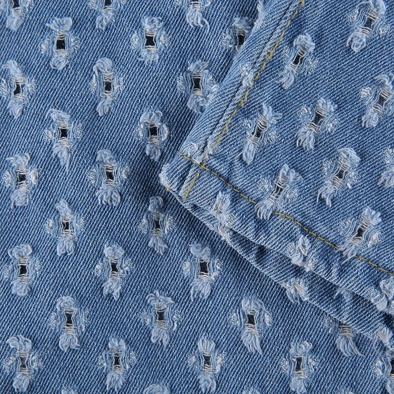 High Waist Distress Pattern Jeans