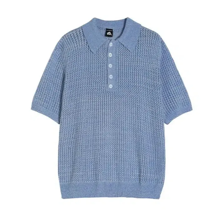 Hollow Short-sleeved Knitted Polo Shirt