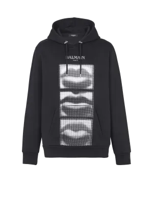 Hoodie With Vintage Balmain Lips Print
