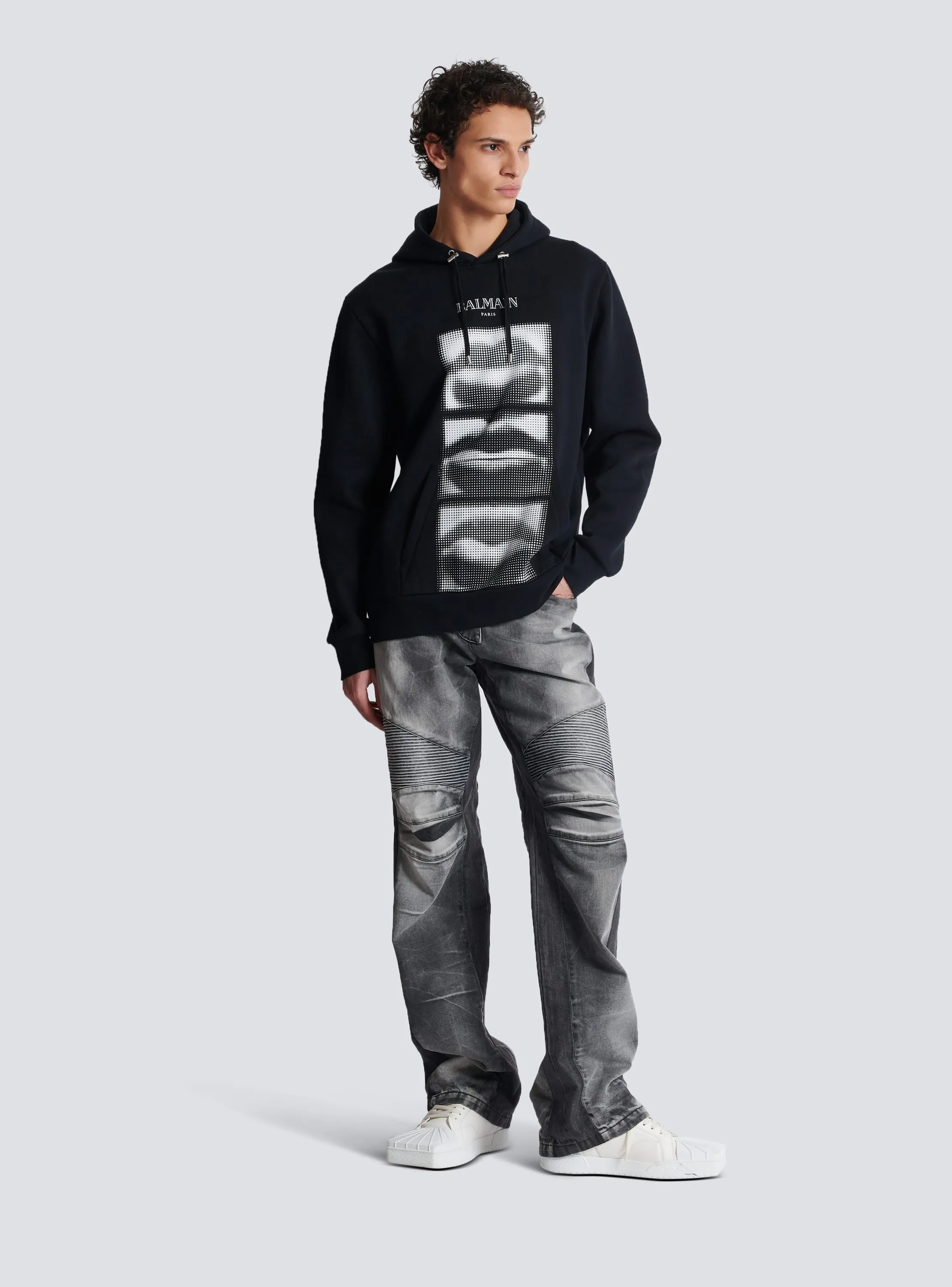 Hoodie With Vintage Balmain Lips Print