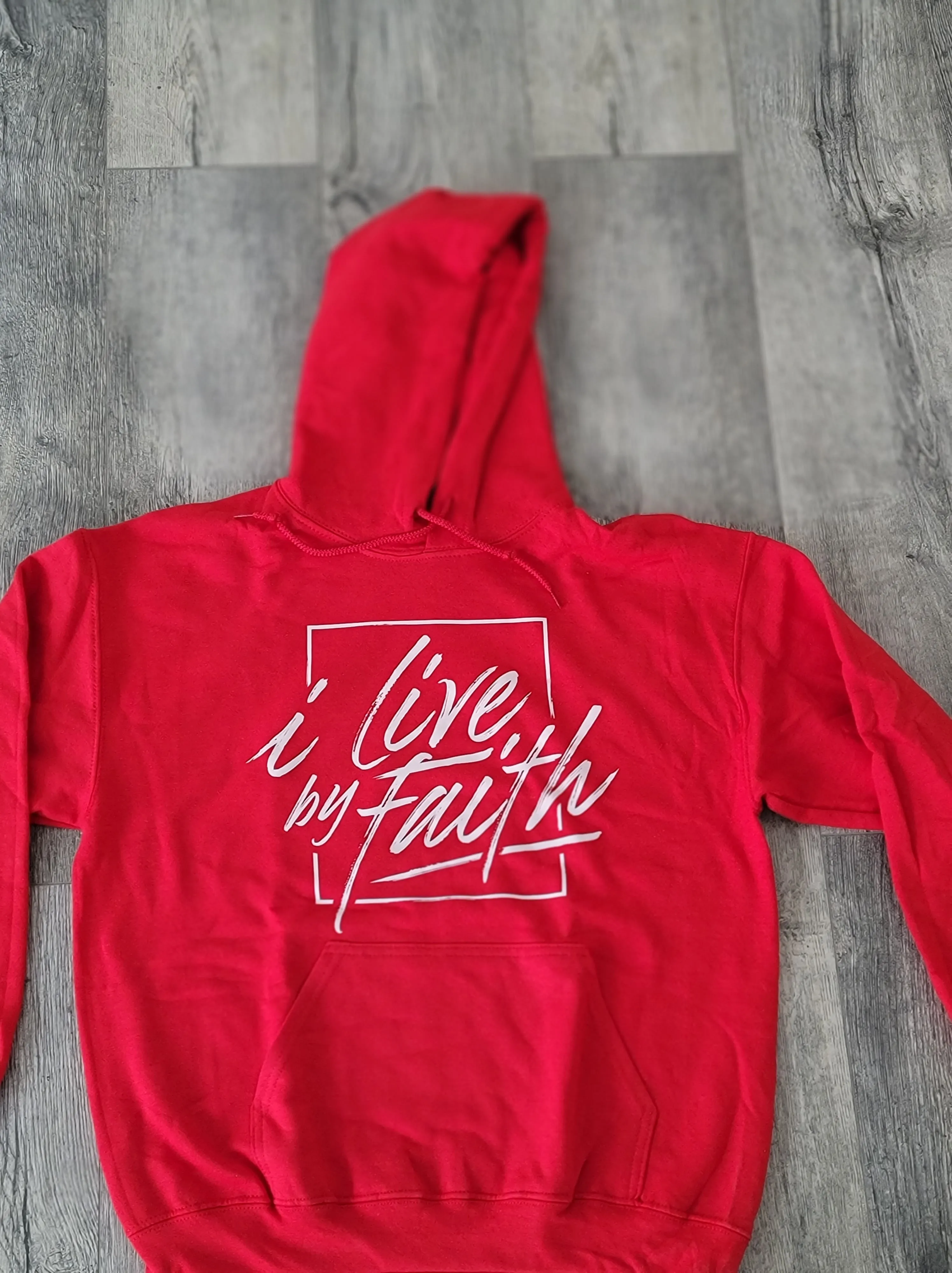I Live By Faith Hoodie - Unisex - Red/White