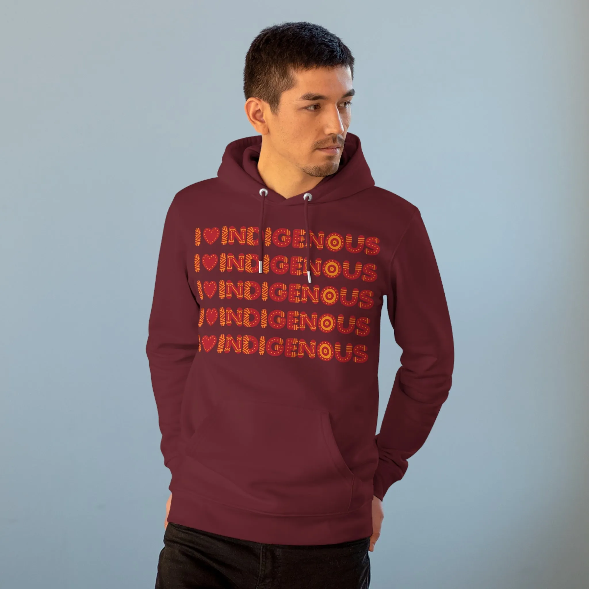 I Love Indigenous | Unisex Premium Cruiser Hoodie | Recyclable | Red Print