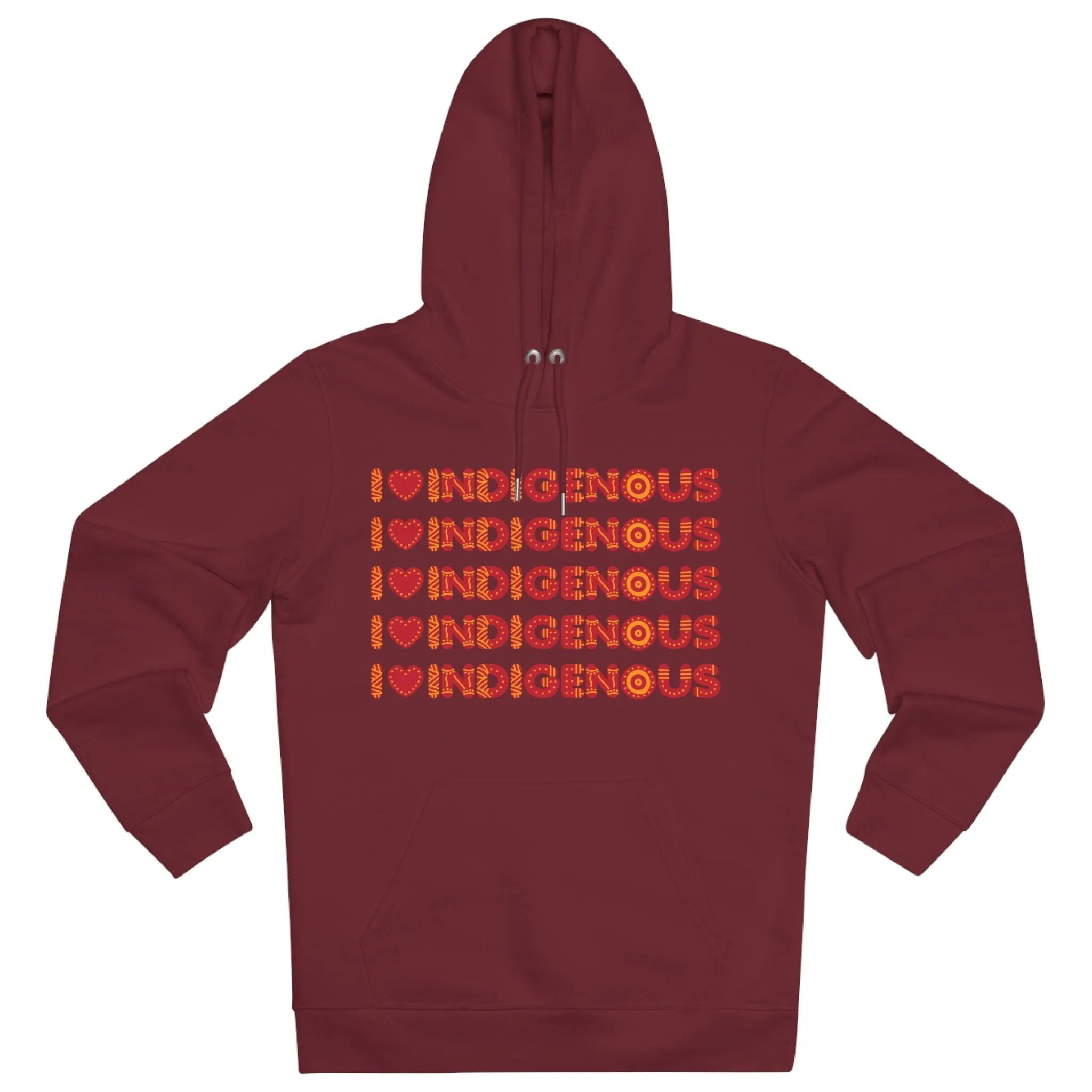 I Love Indigenous | Unisex Premium Cruiser Hoodie | Recyclable | Red Print