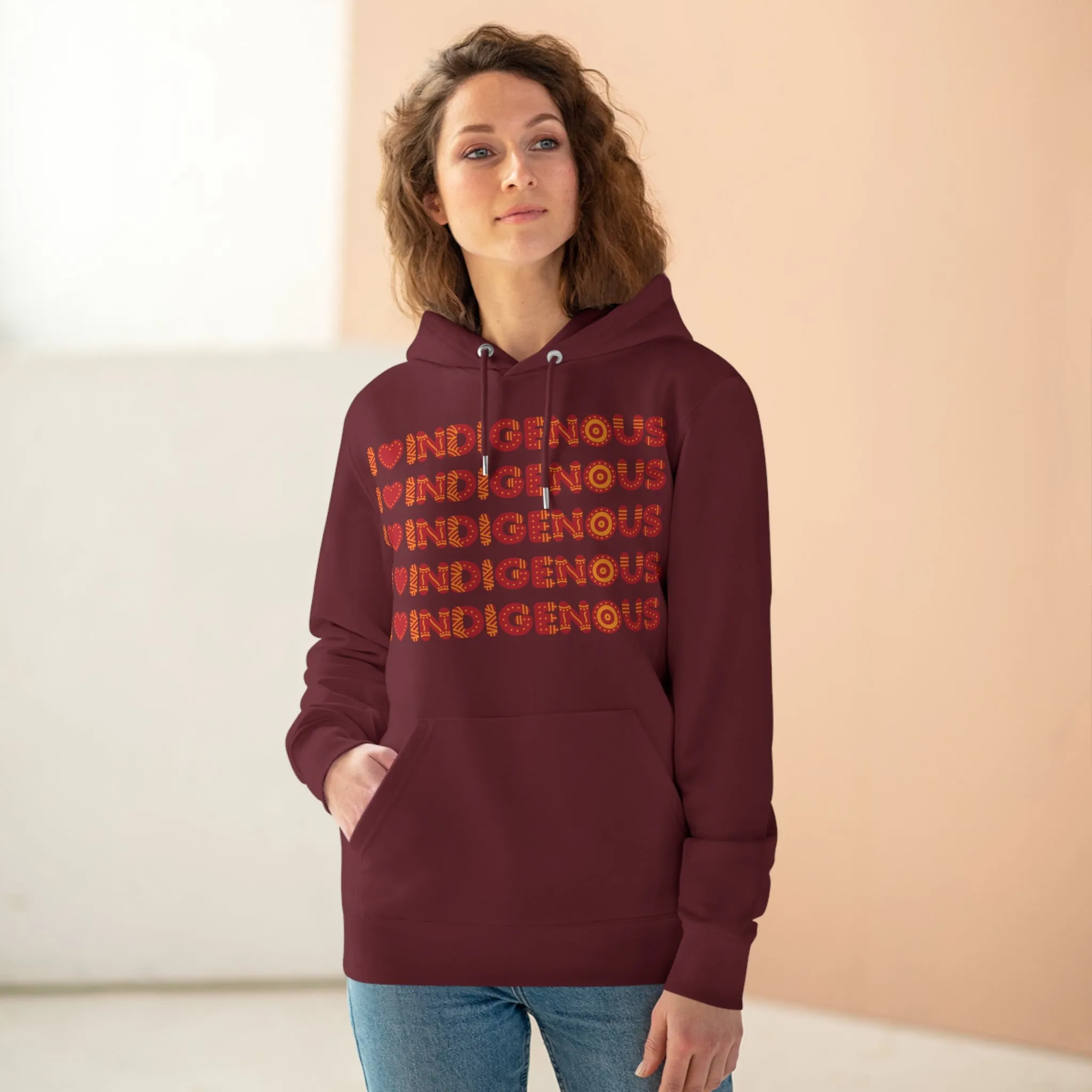 I Love Indigenous | Unisex Premium Cruiser Hoodie | Recyclable | Red Print