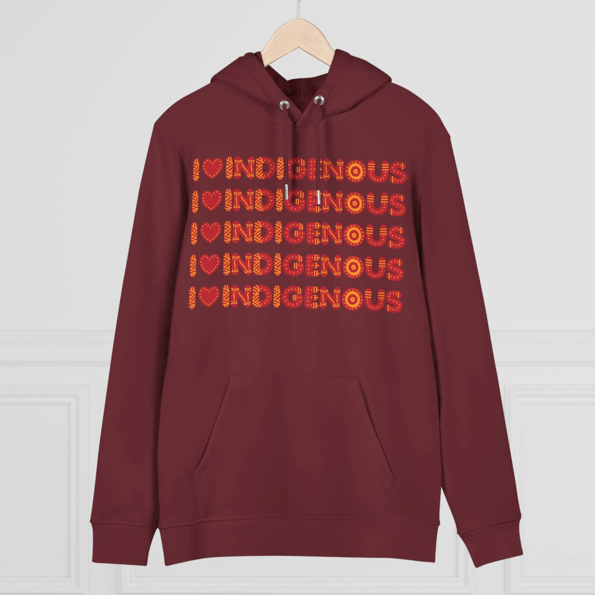 I Love Indigenous | Unisex Premium Cruiser Hoodie | Recyclable | Red Print