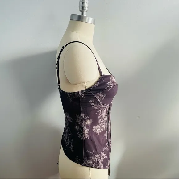 Intimately Free People Floral Night Rhythm Bodysuit- Chocolate Merolt-Size Large