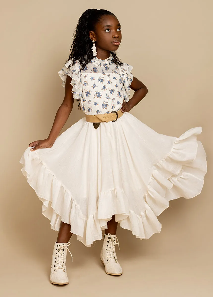 Isadora Top in Cream Ditsy Floral