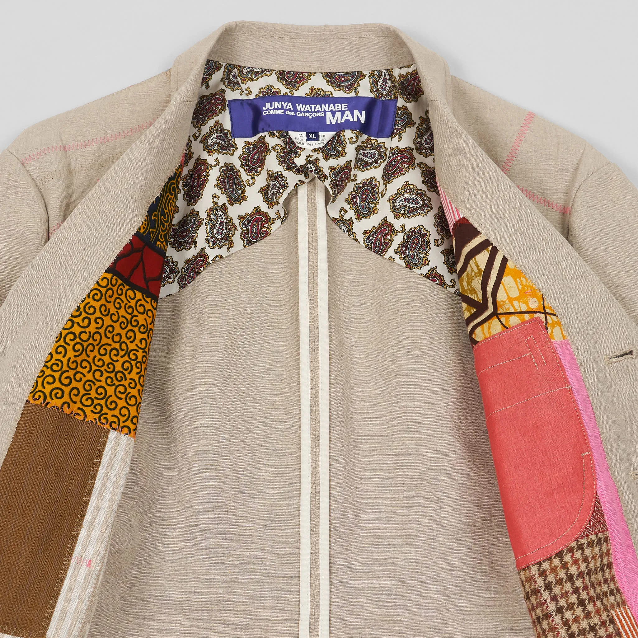 Junya Watanabe Man Classic Linen Blazer with Patchwork Stitching