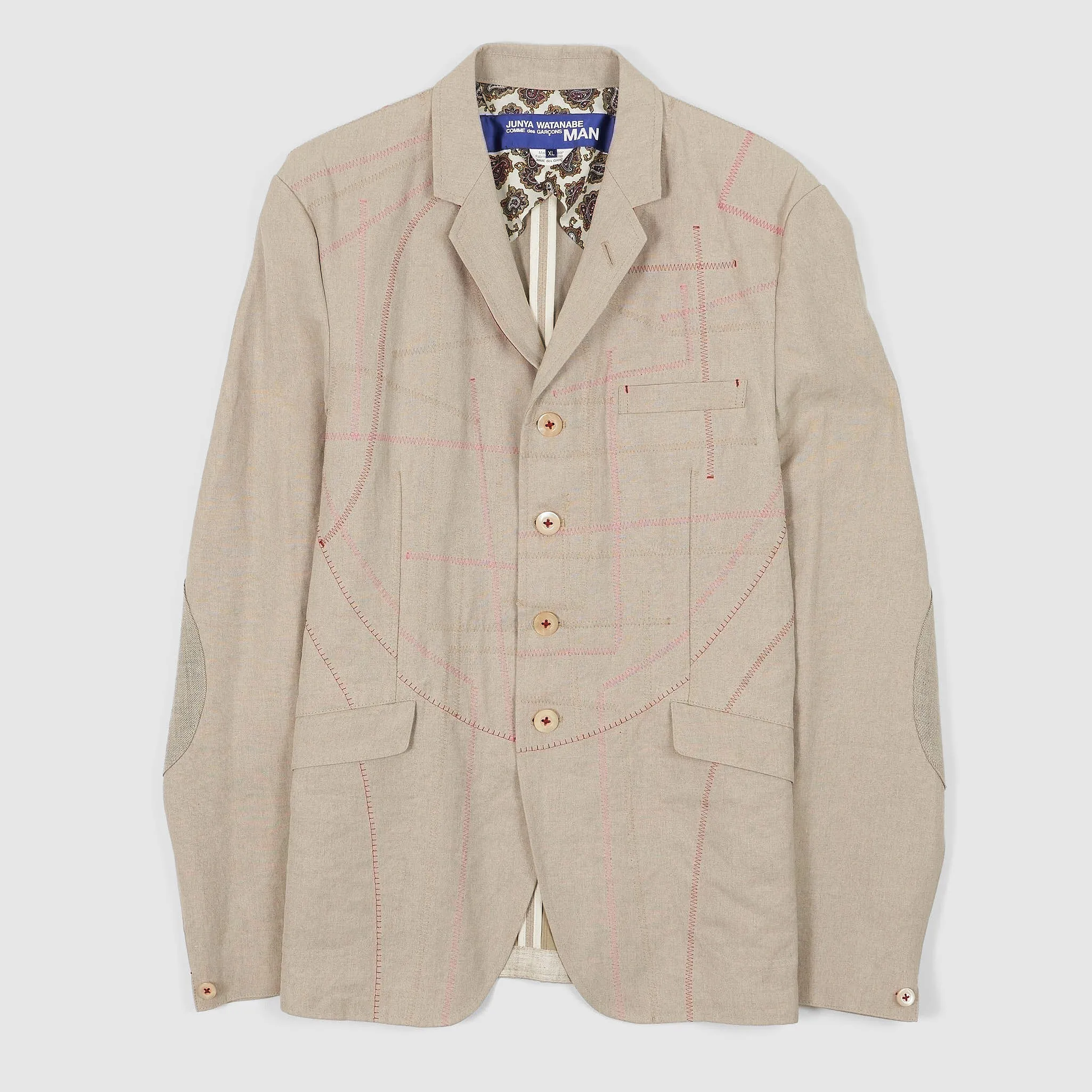 Junya Watanabe Man Classic Linen Blazer with Patchwork Stitching