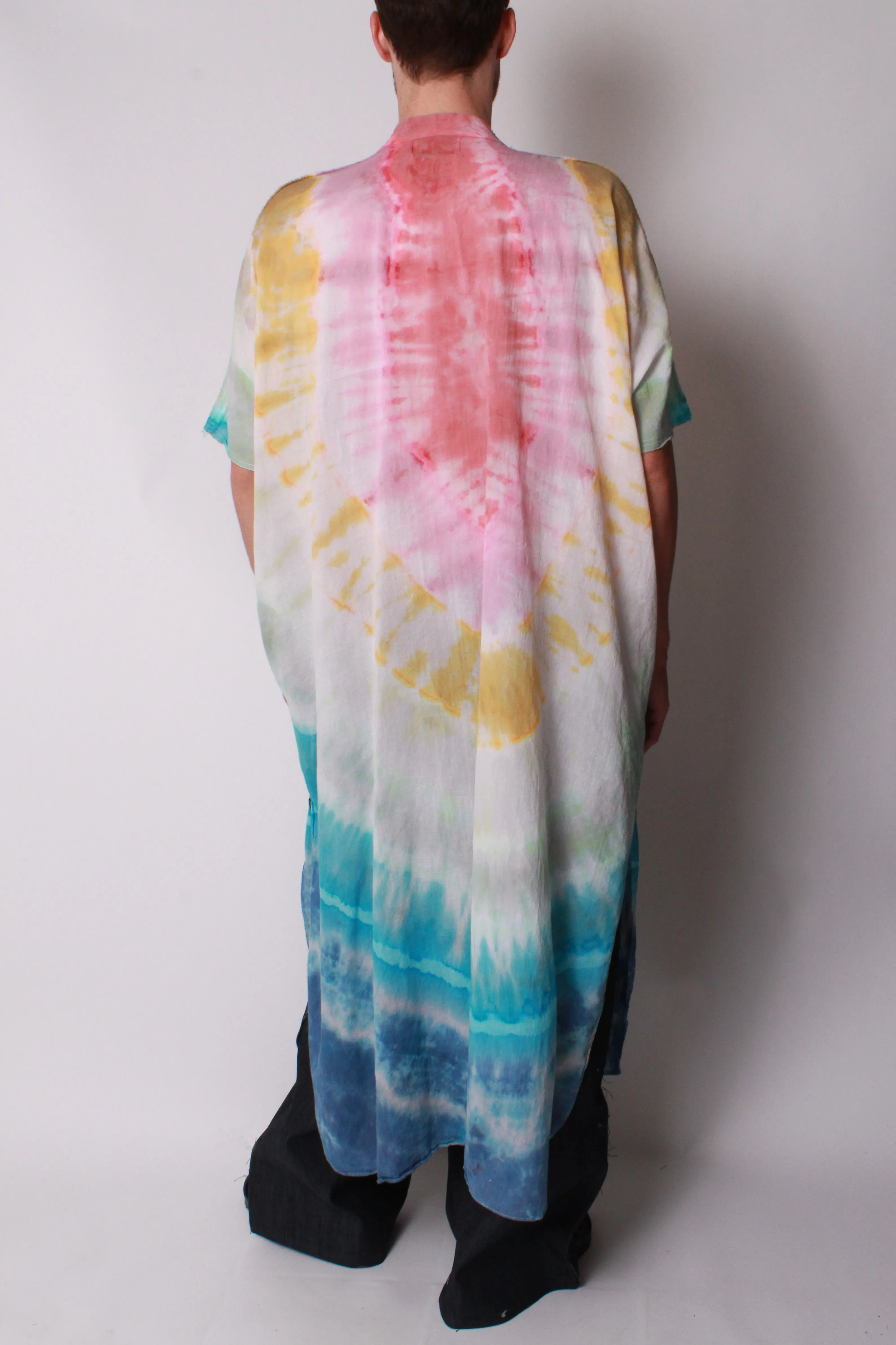 Kaftan Maxi in Cotton Voile Rainbow Tie-Dye