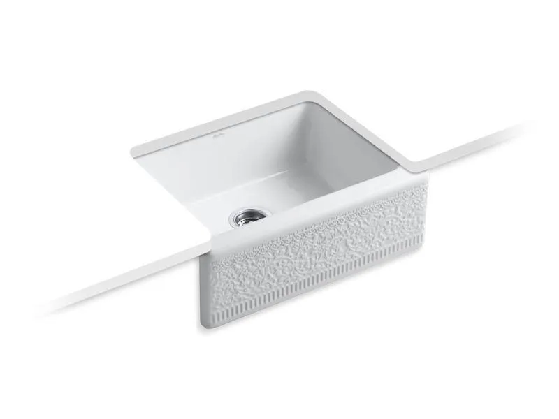 KOHLER K-14572-FC Interlace Alcott 25" x 22" x 8-5/8" Undermount kitchen sink with 5 faucet holes in White