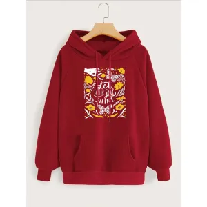 Let Your Soul Shine Printed Fleece Full Sleeves Pull Over Hoodie For Women