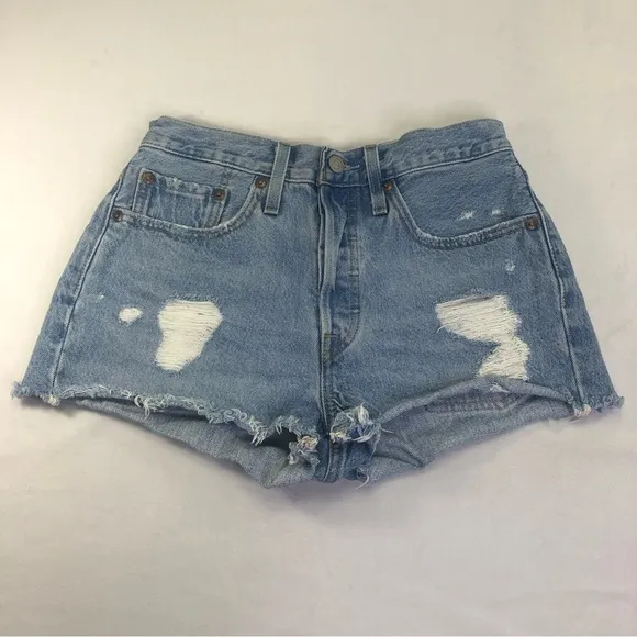 Levi’s Vintage 501 Denim Shorts Distressed High Rise Hipster Button Fly Cut Off