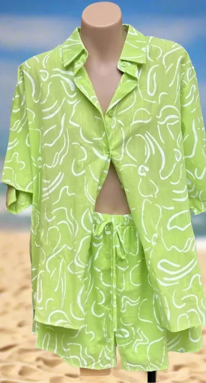 Lime Flower Shorts Set