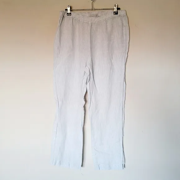 Linen Casa White with Light Blue Pin Stripes - Luxury Thin Linen