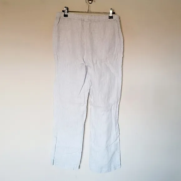Linen Casa White with Light Blue Pin Stripes - Luxury Thin Linen