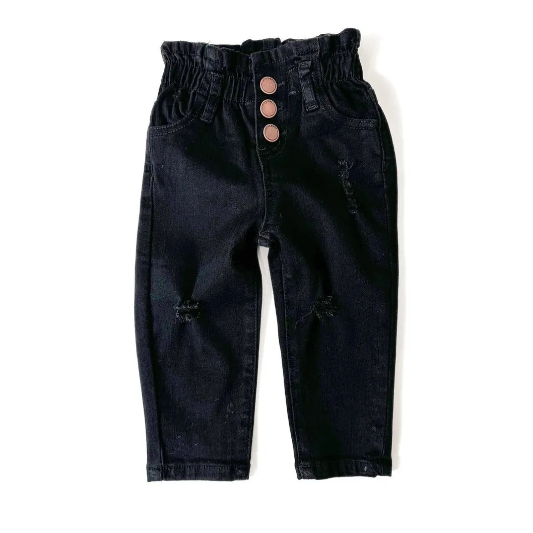Little Bipsy Paperbag Waist Denim - Black