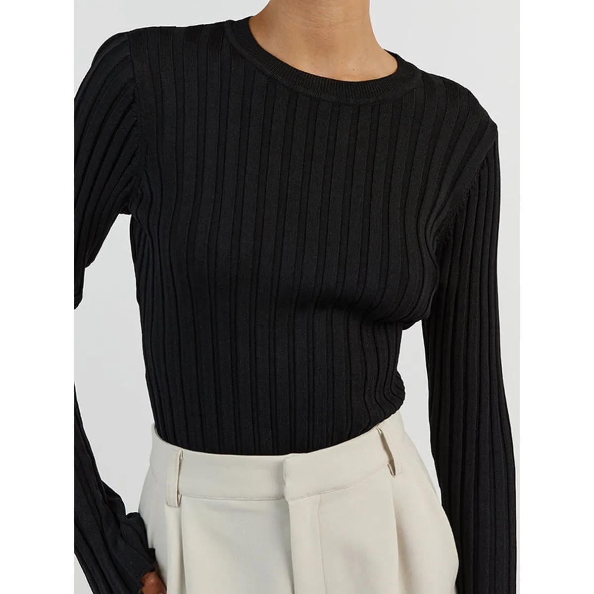 Long Sleeve Round Neck Knitted Sweater