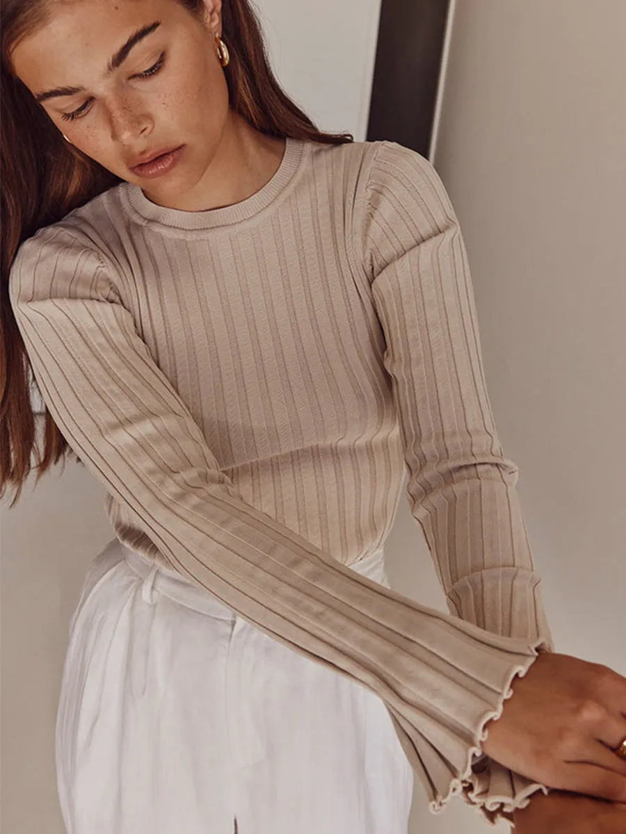 Long Sleeve Round Neck Knitted Sweater