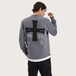 Lostland Heavy Layered Dual Curved Sweater Pigment Charcoal