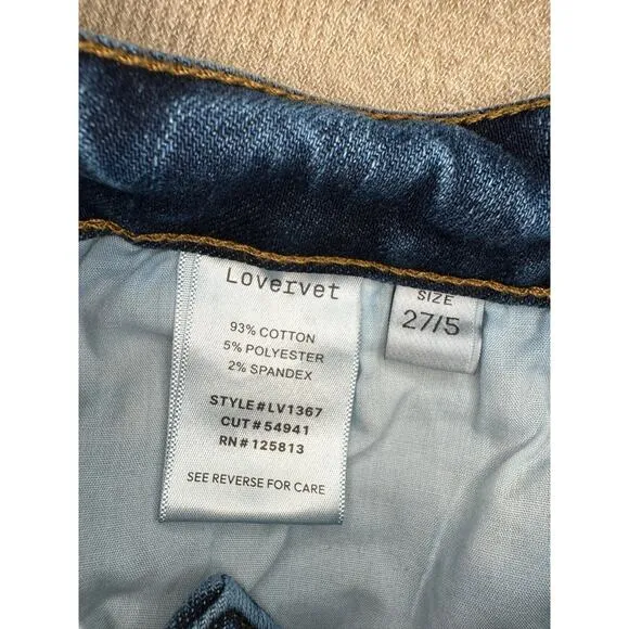 Lovervet by Vervet Mid rise dark wash relaxed boot jeans stretch denim size 25/7