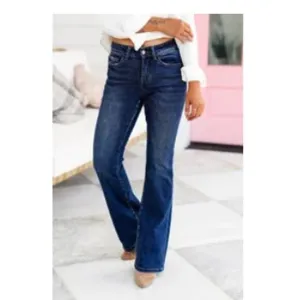 Lovervet by Vervet Mid rise dark wash relaxed boot jeans stretch denim size 25/7