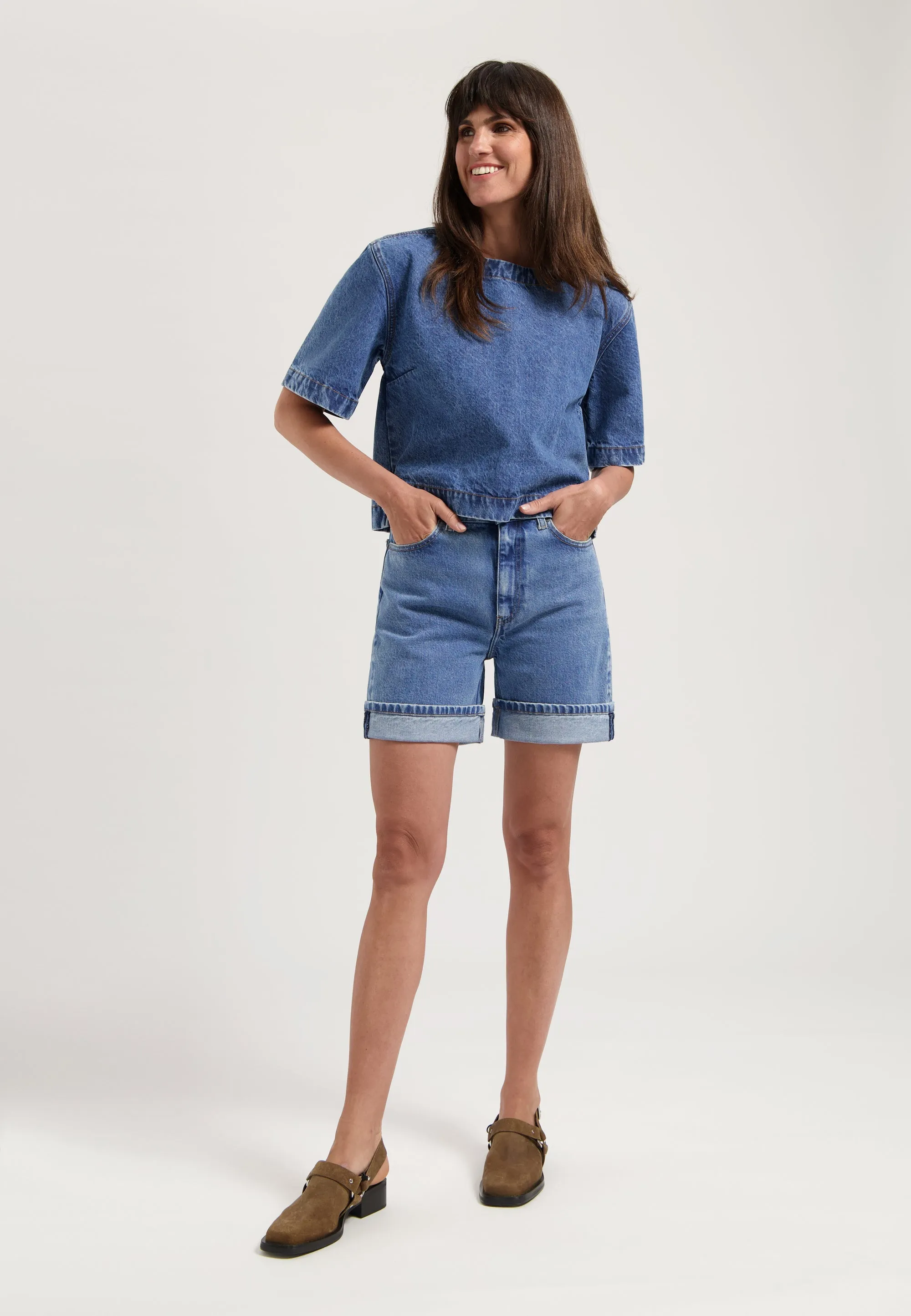 Luna Mid Denim Shorts Stone Vintage