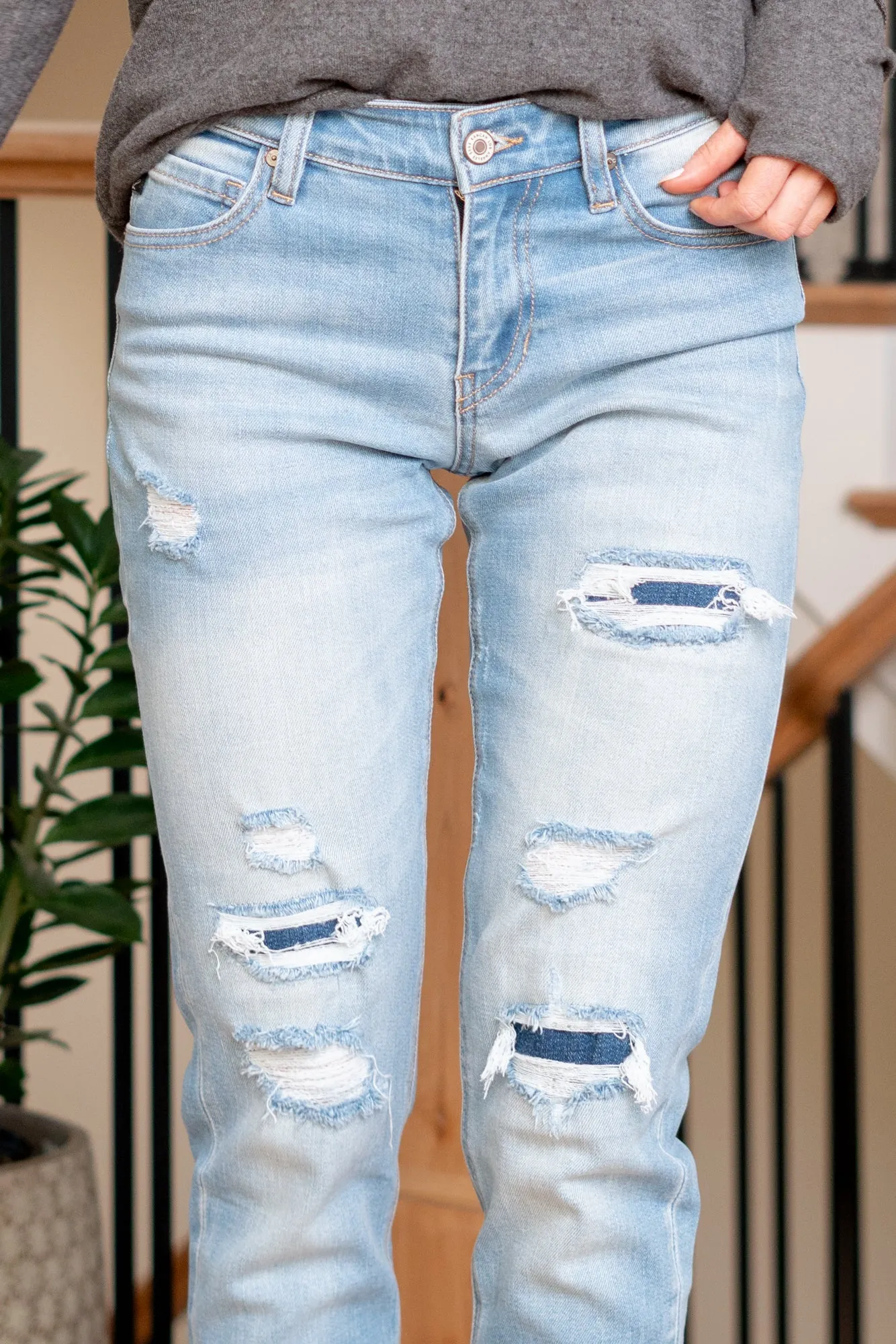 Luxanna Mid Rise Double Cuff Hem Slim Boyfriend