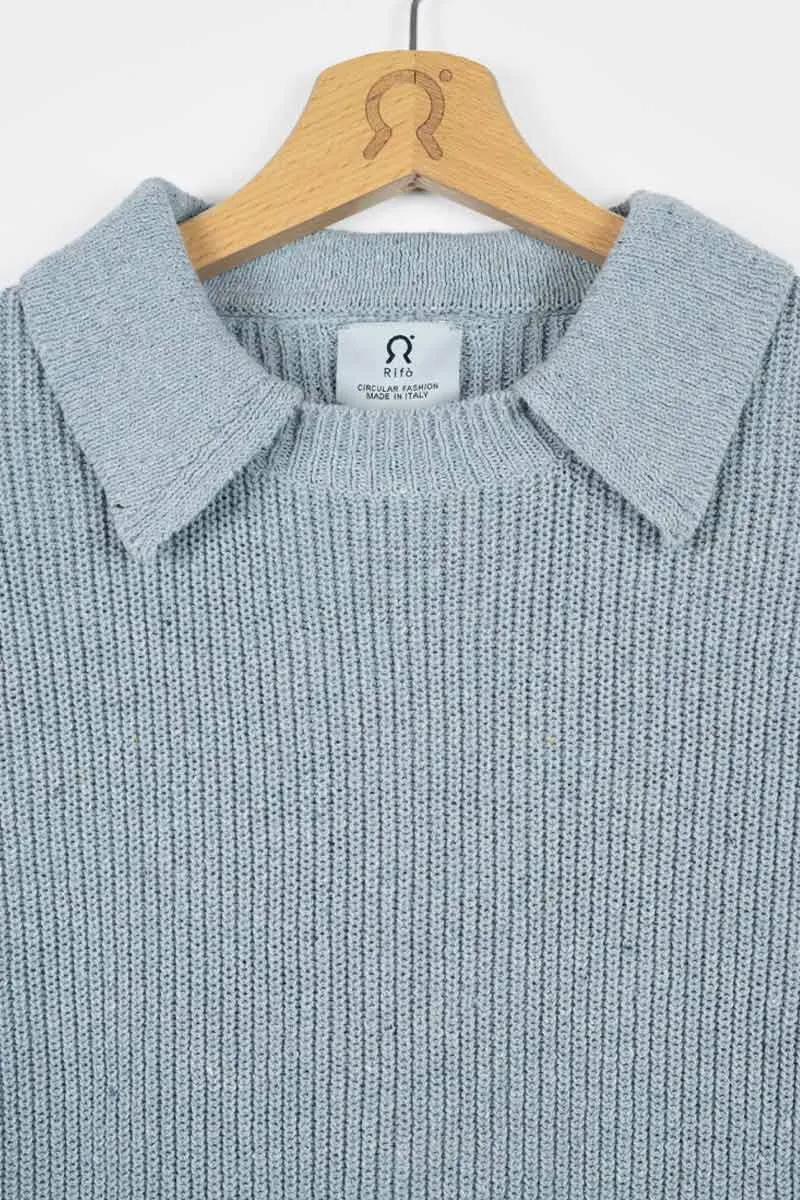 Maglia Cropped Donna Cotone Jeans Rigenerato Martina