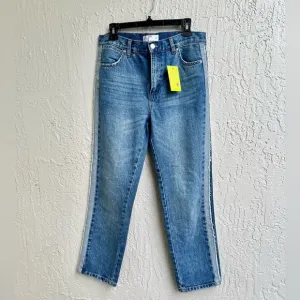 Mango straight leg jeans tuxedo stripe size 6