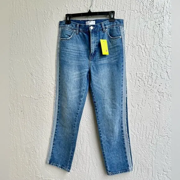 Mango straight leg jeans tuxedo stripe size 6