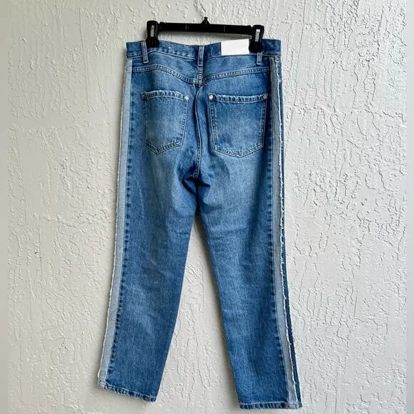 Mango straight leg jeans tuxedo stripe size 6