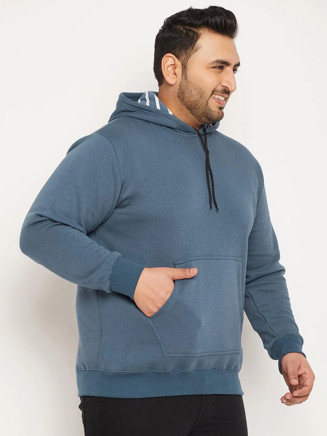 Men Plus Size Drape Solid Sweatshirt