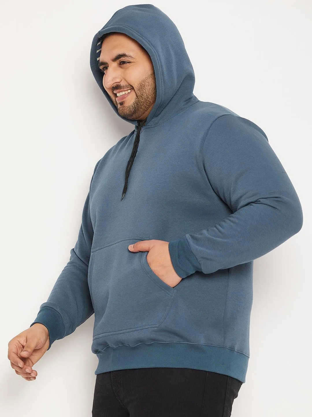 Men Plus Size Drape Solid Sweatshirt