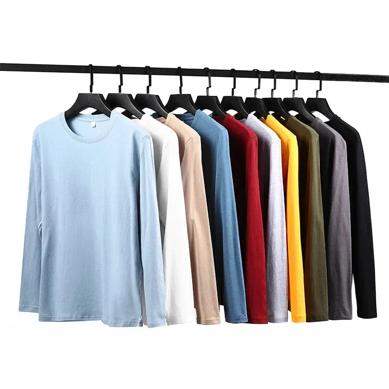 Men's Long Sleeve Shirt Simple and Fashionable Versatile Round Neck