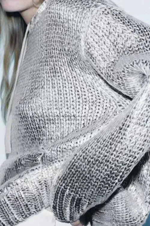 Metal Pattern Round Neck Hooded Sweatshirt