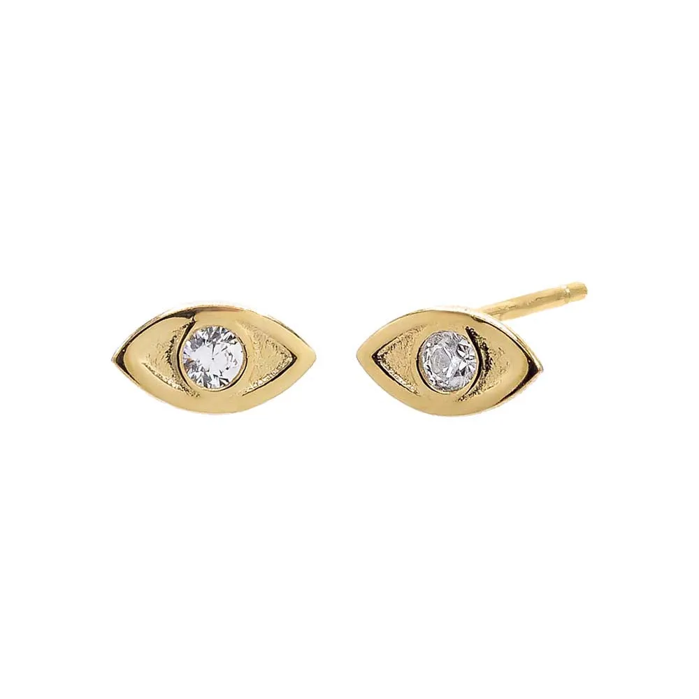 Mini CZ Evil Eye Stud Earring 14K