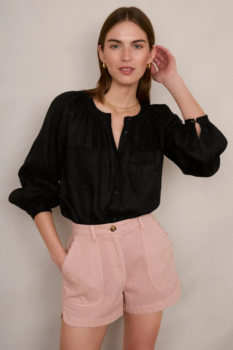 Monica Linen Shirt - Black