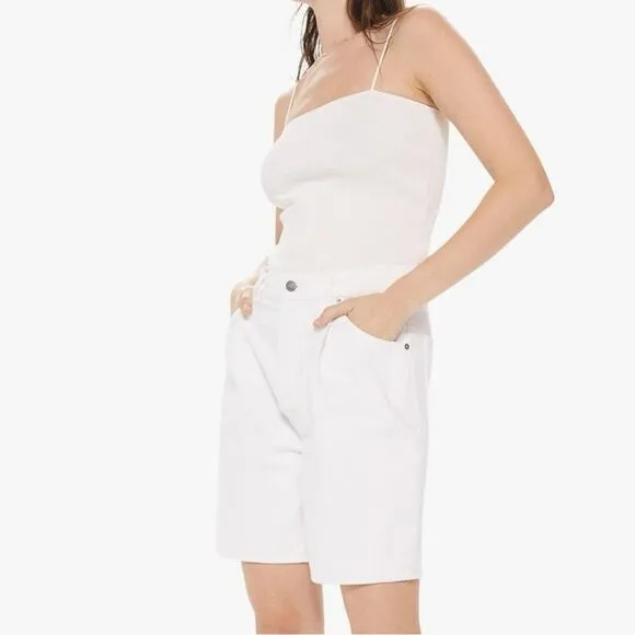 MOTHER snacks pleated fun dip shorts white button closure wide leg sz 29 NEW