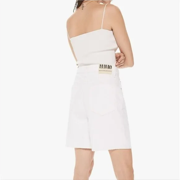 MOTHER snacks pleated fun dip shorts white button closure wide leg sz 29 NEW