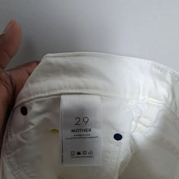 MOTHER snacks pleated fun dip shorts white button closure wide leg sz 29 NEW