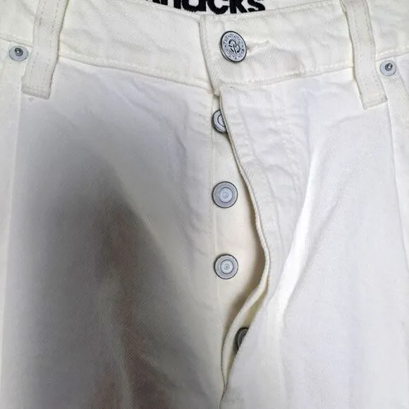 MOTHER snacks pleated fun dip shorts white button closure wide leg sz 29 NEW