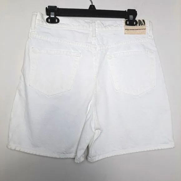 MOTHER snacks pleated fun dip shorts white button closure wide leg sz 29 NEW