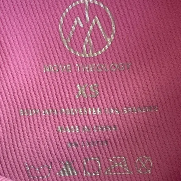 Move Theology NWT Set Sports Bra  Bike Shorts Delux Ribbed Fabric Orchid Pink XS