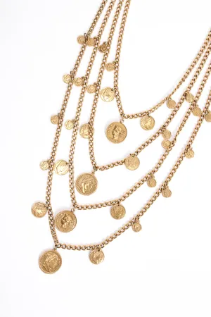 Multi-Strand Layered Coin Necklace