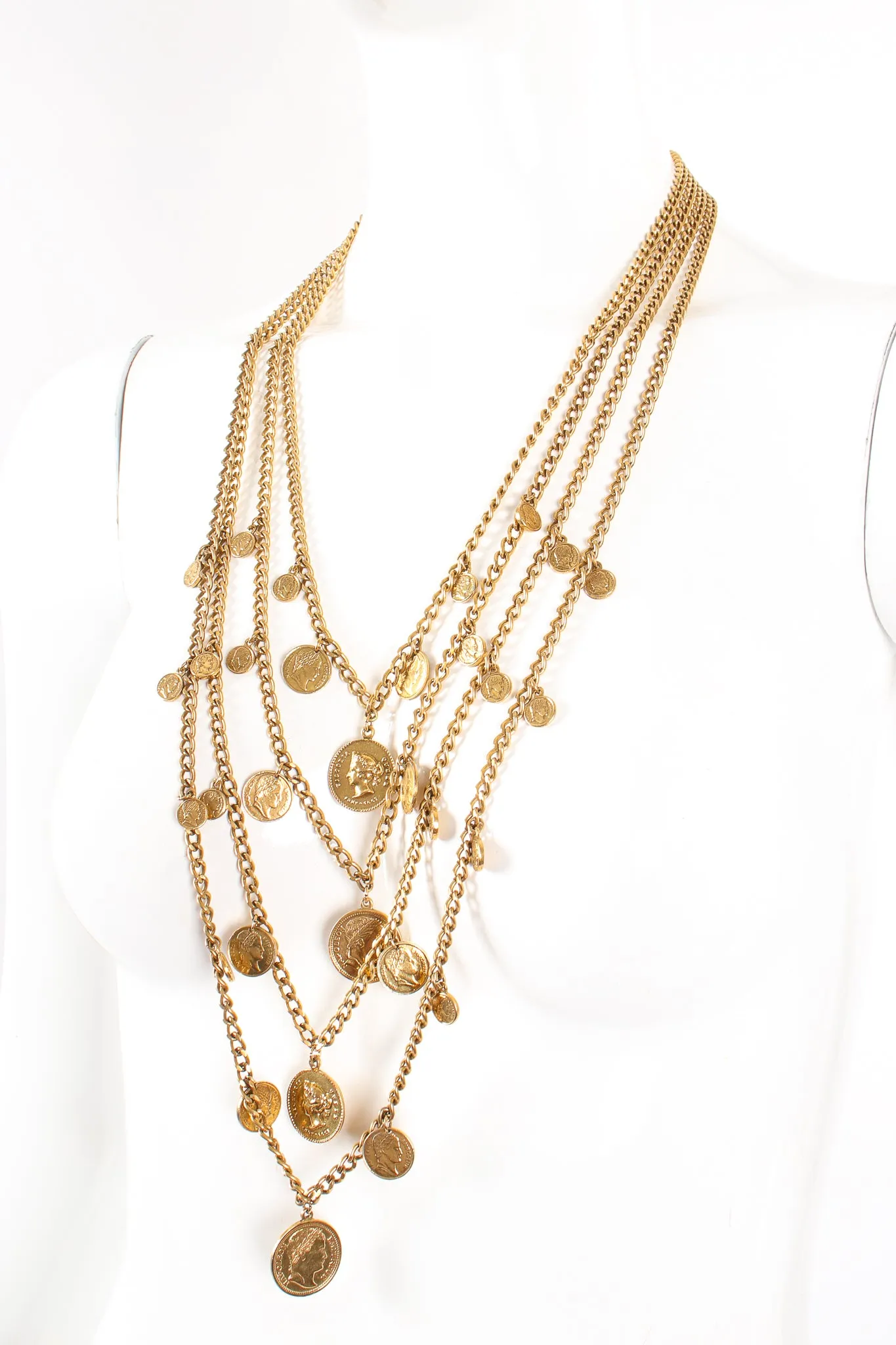 Multi-Strand Layered Coin Necklace