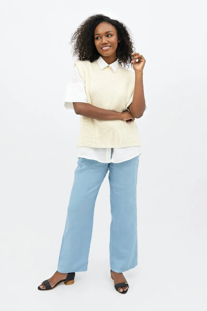 Napoli  - High Neck Knitted Top - Porcelain