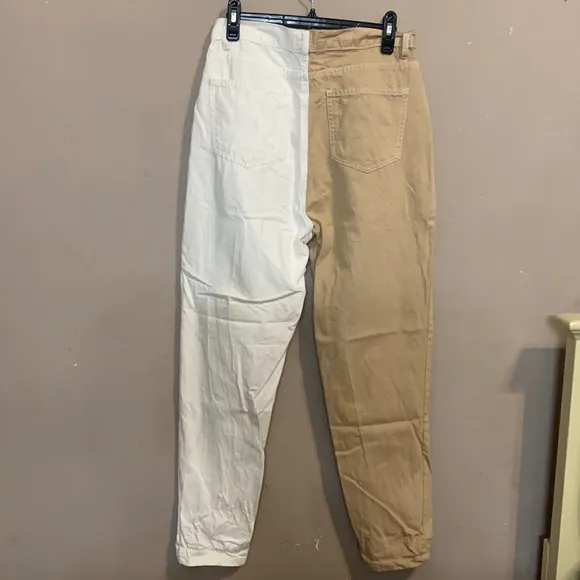 Nasty Gal Two Tone High Waist Contrast Mom Jeans